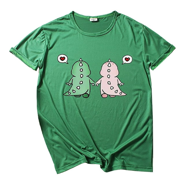 T-shirt pour Femmes T-shirt Mode T-shirt Décontracté Imprimé Dinosaure Ample à Manches Courtes
