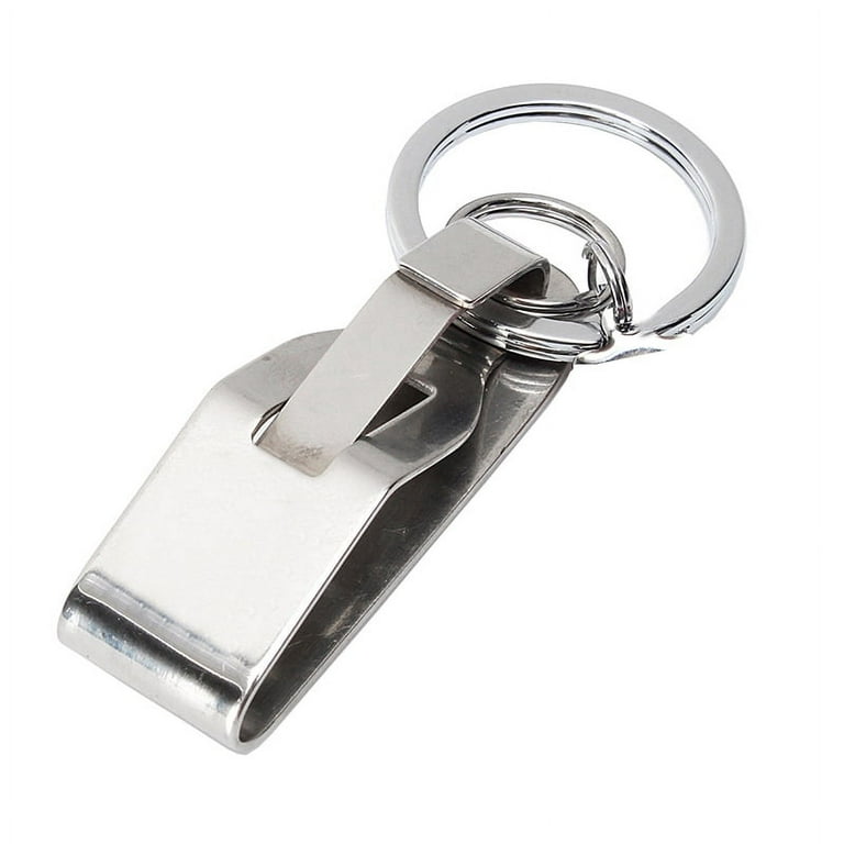 LIQUID Stainless Steel Keyring Security Clip On Heavy Duty Belt Key Clip  Belt Keychain 2 Detachable Keyrings Belt Key Holder 