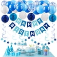 thumbnail image 1 of Set de decoración de fiesta azul crosize para feliz cumpleaños para hombres y niños, 1 of 7