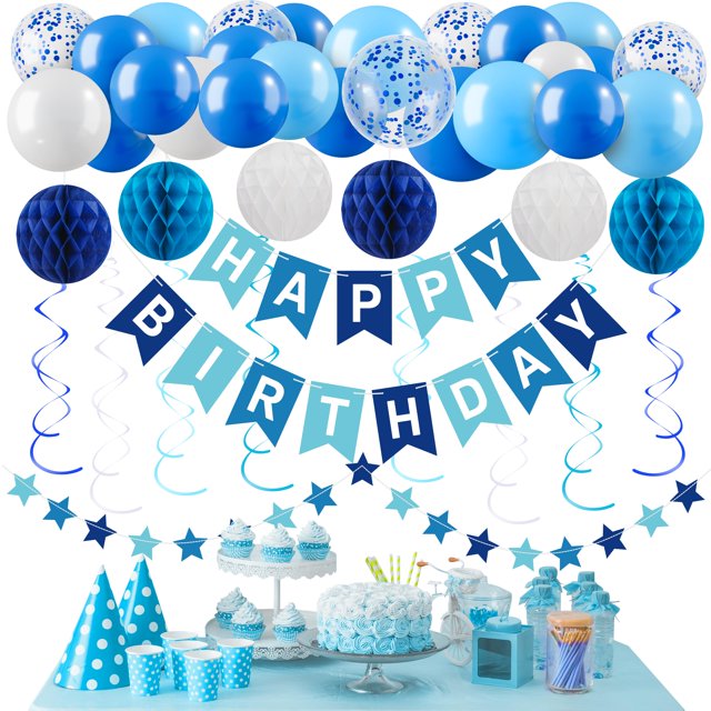 Set de decoración de fiesta azul crosize para feliz cumpleaños para hombres y niños