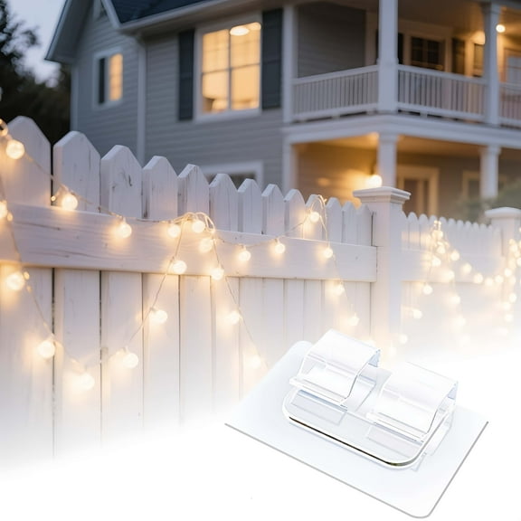 Hooks for Outdoor String Lights Clips: 26Pcs Heavy Duty Light Hook with Waterproof Adhesive Strips - Outside Clear Cord Holders for Hanging Christmas Lighting - Outdoors Sticky Clip