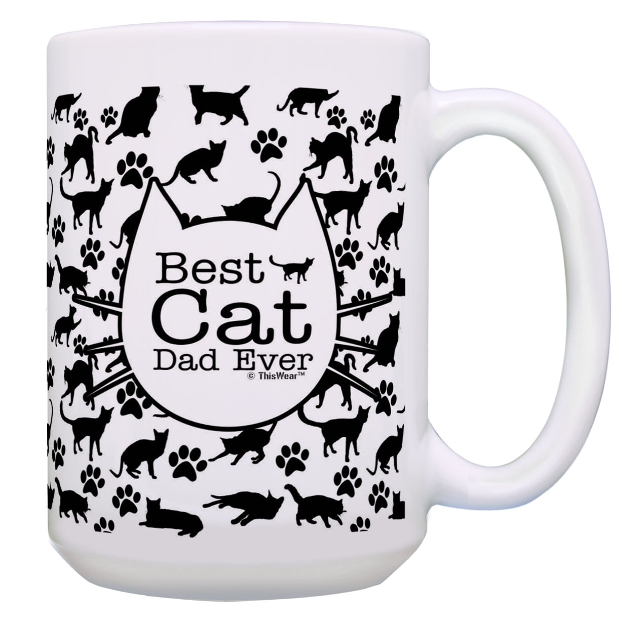 ThisWear Funny Cat Gifts Best Cat Dad Ever Coffee Mug Cup Cat Dad Gifts 15oz Coffee Mug Pattern