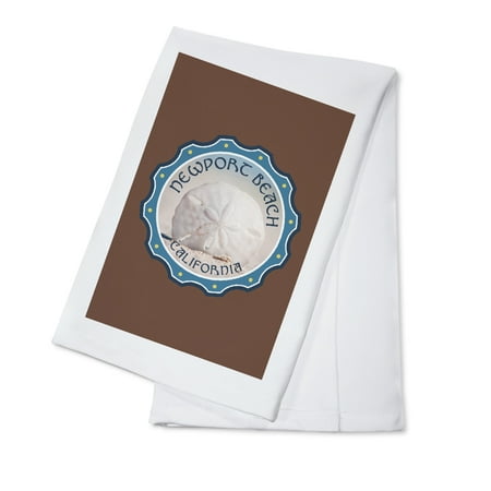 

Newport Beach California Sand Dollar and Beach Contour (100% Cotton Tea Towel Decorative Hand Towel Kitchen and Home)