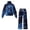 Blue Lightning Wolf, variant on Tiger Print Womens 2 Piece Tracksuit Outfits, Fall Mock Neck Sweatshirt Wide Leg Sweatpants Matching Lounge Set Casual Jogging Suits with Pockets