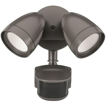240 Degree LED Motion Sensor Light Outdoor Bronze Twin Head Flood Security Light 1200 to 2400 Lumens Driveway Walkway