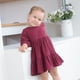 thumbnail image 2 of Vestido infantil de manga larga de algodón y lino Vestido infantil de color liso Vestido para niña, 2 of 6