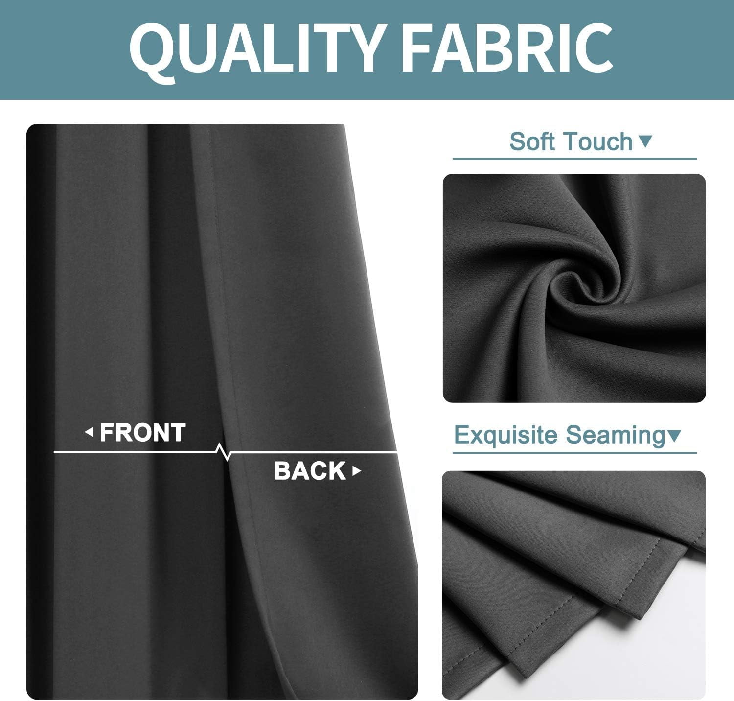 Blackout window curtain for living room / bedroom drapes divider room panel thermal grommet Set of 2 panels , 37 by 84 inch, CHARCOAL color K68