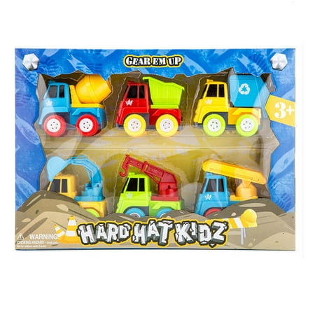 Hard Hat Kidz Construction Trucks 6-Piece Playset