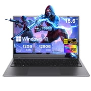 RNRUO 15.6" Laptop with Windows 11, 12GB RAM 128GB SSD, FHD Screen USB-C PD Fast Charging, Office 2024 Included, Portable Laptop for Students and Home Use, Gray