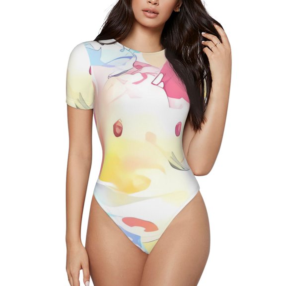 Lsque Sanrio Women's Crew Neck Short Sleeve Bodysuit Basic T Shirts Tops Onesie Adult Cute Pajama-X-Large