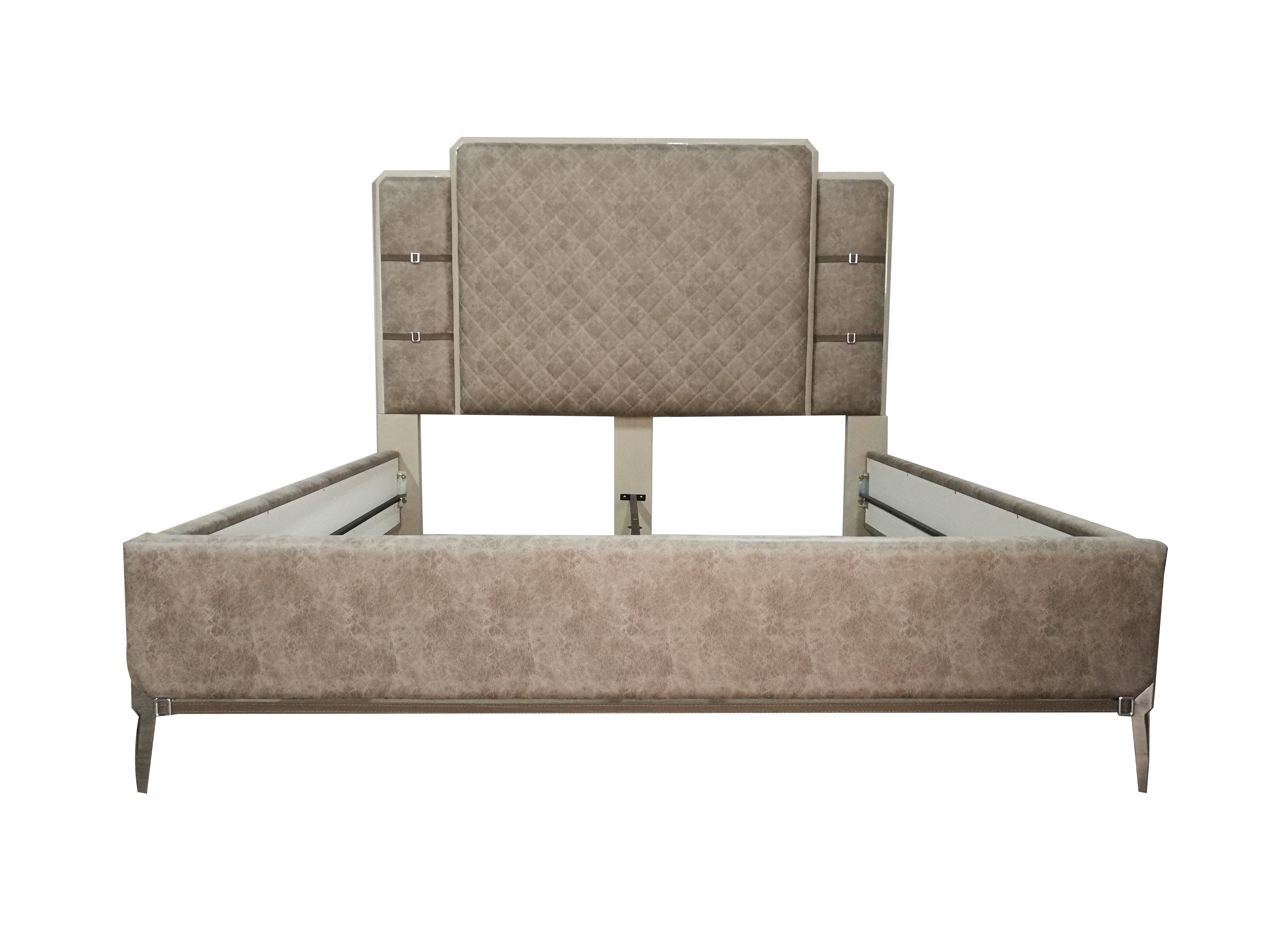 Acme Kordal Wooden Frame Queen Bed in Vintage Beige PU