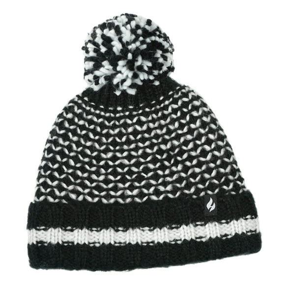 Women's Lyon Textured Knit Roll Up Hat With Pom Pom