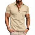 thumbnail image 2 of Men's Short Sleeve Henley Pullover Light Weight Tee Shirts Button Shirt Top for Summer Casual Khaki XL, 2 of 9