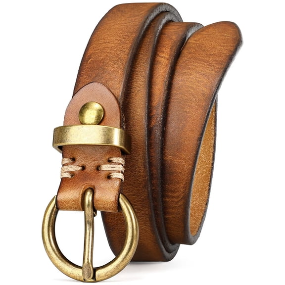 JASGOOD Vintage Leather Belts for Women Genuine Leather Thin Waist Belt for Jeans Pants
