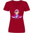 thumbnail image 3 of Inktastic Pilot Girl, Girl With Brown Hair, Girl In Airplane Women's V-Neck T-Shirt, 3 of 5