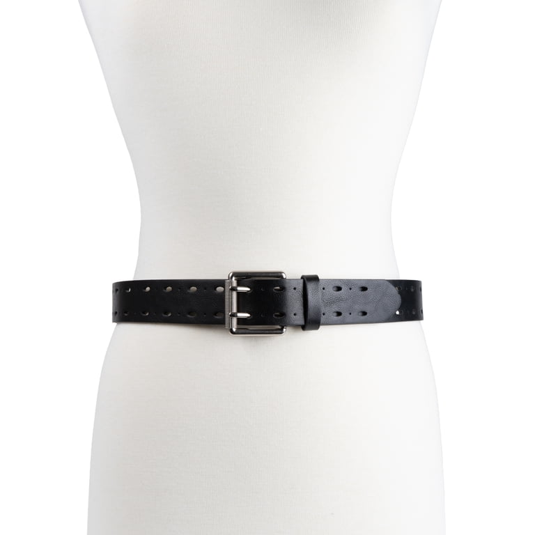 Time and Tru Women's Double Prong Perforated Belt, Black photo 3