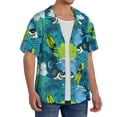 thumbnail image 2 of Susaid Shark And Leaves Print Men's Polo Shirts Button Down Short Sleeve Casual Summer Beach Vintage Shirts for Men-Large, 2 of 5