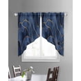 thumbnail image 3 of Navy Blue Marble Swag Valances for Windows, Modern Golden Geometric Abstract Rod Pocket Sheer Valances for Large Windows, Swag Toppers Light Filtering for Kitchen Living Room 2 Panels 36''x45'', 3 of 6
