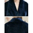 thumbnail image 4 of Robes for Women, LOFIR Long Womens Robes, Soft Fluffy Fleece Bath Robe with Front Pocket, Winter Warm Plush Lapel Women's Robes, Adjustable Belt, Dark Blue, S/M, 4 of 7