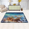 thumbnail image 3 of FREEAM Merry Christmas Castle Reindeer Magic Winter Area Rug Mat for Living Dining Dorm Room Bedroom Home Decorative 48"x63", 3 of 7