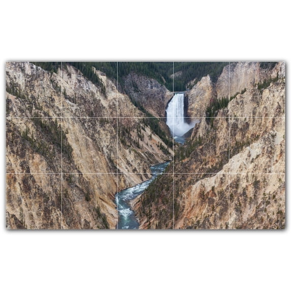 Picture-Tiles.com: Waterfalls Ceramic Tile Wall Mural WAL501107-53M. 30"W x 18"H using (15) 6" x 6" Ceramic Tiles-Satin Finish
