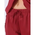 thumbnail image 5 of DARING DIVA Satin Pajama Short Sleeve Crew Neck Top Set M Dark Red, 5 of 6