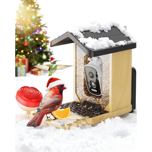 Alimentador de Pájaros con Cámara Solar Alimentada Fingarden 5MP HD 1.6L