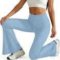 thumbnail image 4 of FRSASU Women's Tummy Control Bell Bottom Jeans High Waisted Wide Leg Tight Fit Flare Pants Jeggings Light Blue, 4 of 9