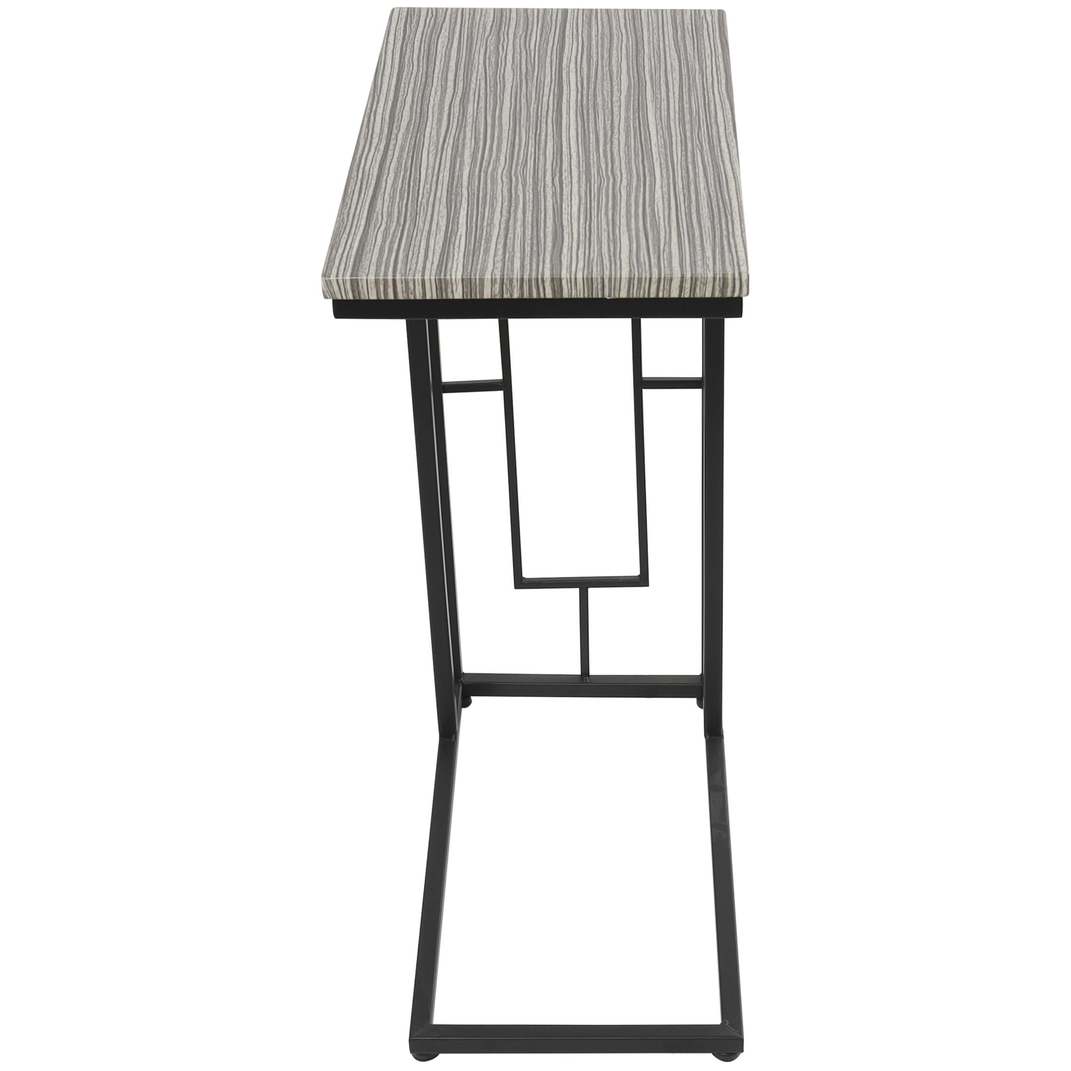 DecMode 10" x 26" Light Brown Metal C-Shaped Accent Table with Black Metal Base, 1-Piece