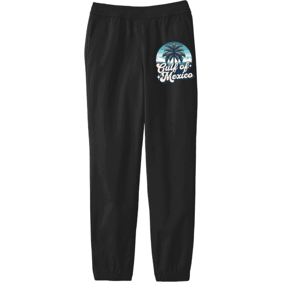 Gulf of Mexico Palm Tree Youth Black Jogger Pants-Small