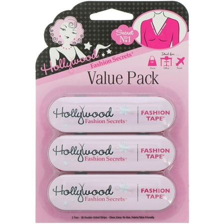 Hollywood Fashion Secrets Fashion Tape Value Pack, 3 Tins, 36 Double-Sided Strips