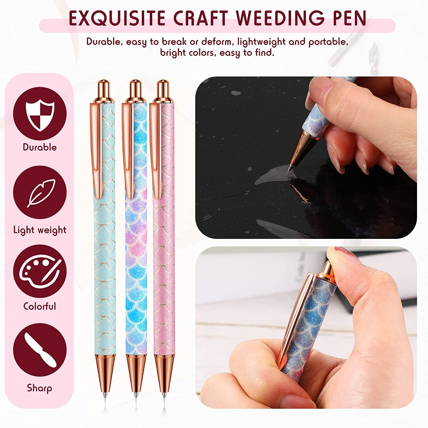 12 Pcs Weeding Pen Craft Pin Pen Weeding Tools for Vinyl Air Release  Weeding Pen Vinyl Tool Fine Pinpoint Pen for Weeding with Refills and  Squeegees