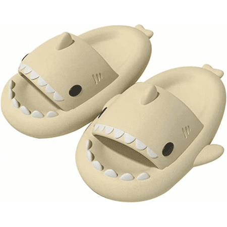 

Wish Unisex Shark Slides Non-Slip Novelty Open Toe Sandals Fashionable Cute Beach Slippers Indoor & Outdoor Beige Size: 38/39 S751