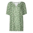 thumbnail image 5 of Floral Print Henley T-Shirt for Women, Short Sleeve V-Neck Button Top - Soft Summer Casual Tee with Slim Fit Green M, 5 of 8