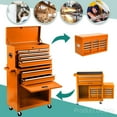 thumbnail image 2 of 8-Drawer Tool Chest Big Rolling Tool Cabinet, Portable Tool Chest with 4-Wheel, Removable Tool Box and Tool Storage Cabinet with Lock, Suitable for Workshop Repair Shop and Garageorange, 2 of 7