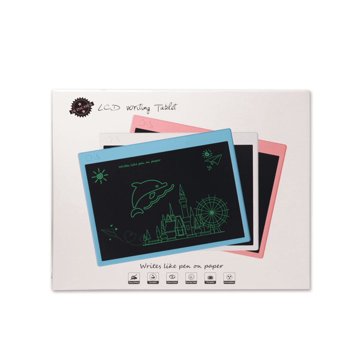 School Season LCD Writing Tablet 16 Inch Drawing Board Color Rechargeable LCD Electronic Handwriting Tablet,Blue