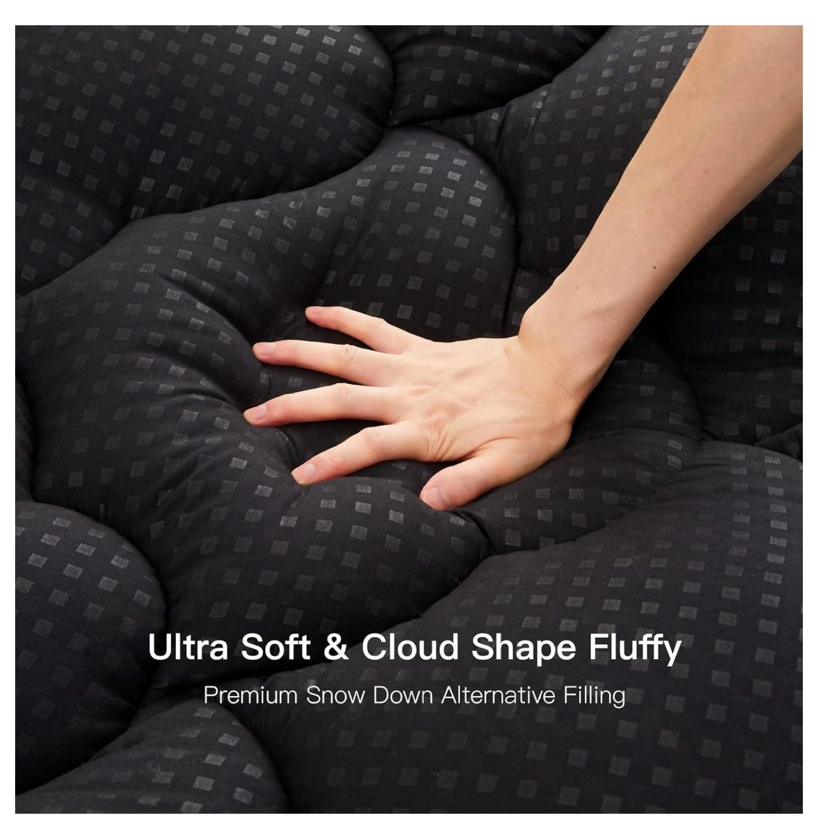 Pillow Top Mattress Topper California King Size, Mattress Pad Cover with 8-21 Inch Deep Pocket, Bed Mattress Protector for Back Soft Overfilled Down Filling, Black