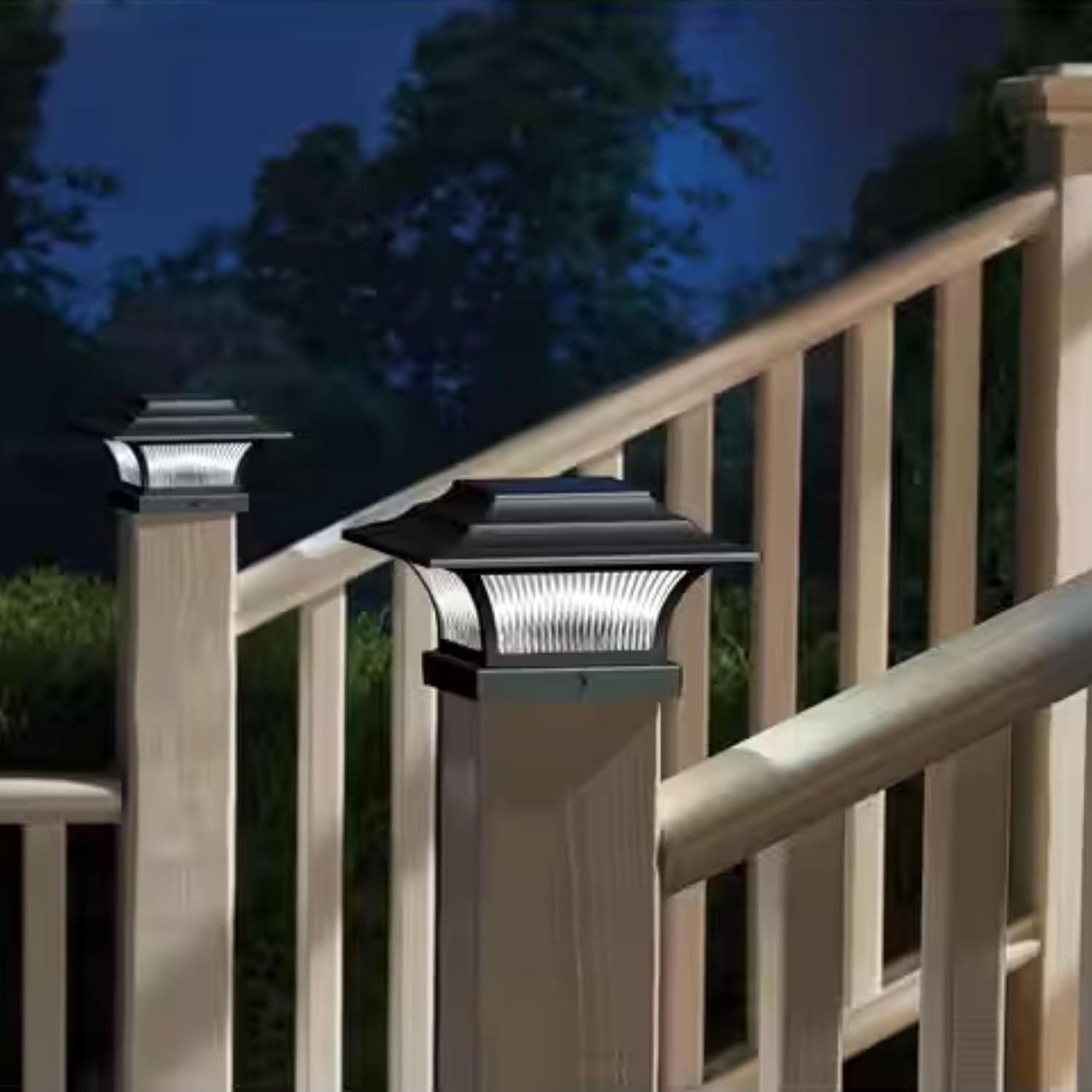 4-Pack Solar Post Cap Lights (2 Boxes with 2) Outdoor Waterproof LED for 4x4 Wooden Posts, Garden, Deck, Wall, Gate, Garage (Black)