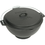 HTYSUPPLY 7419 3-gal Cast Iron Jambalaya Kettle w/ Lid Features Coil Wire Handle Domed Lid Perfect For Traditional New Orleans Gumbo Etouffee Jambalaya and For Simmering Batches of Chili Soup Stew