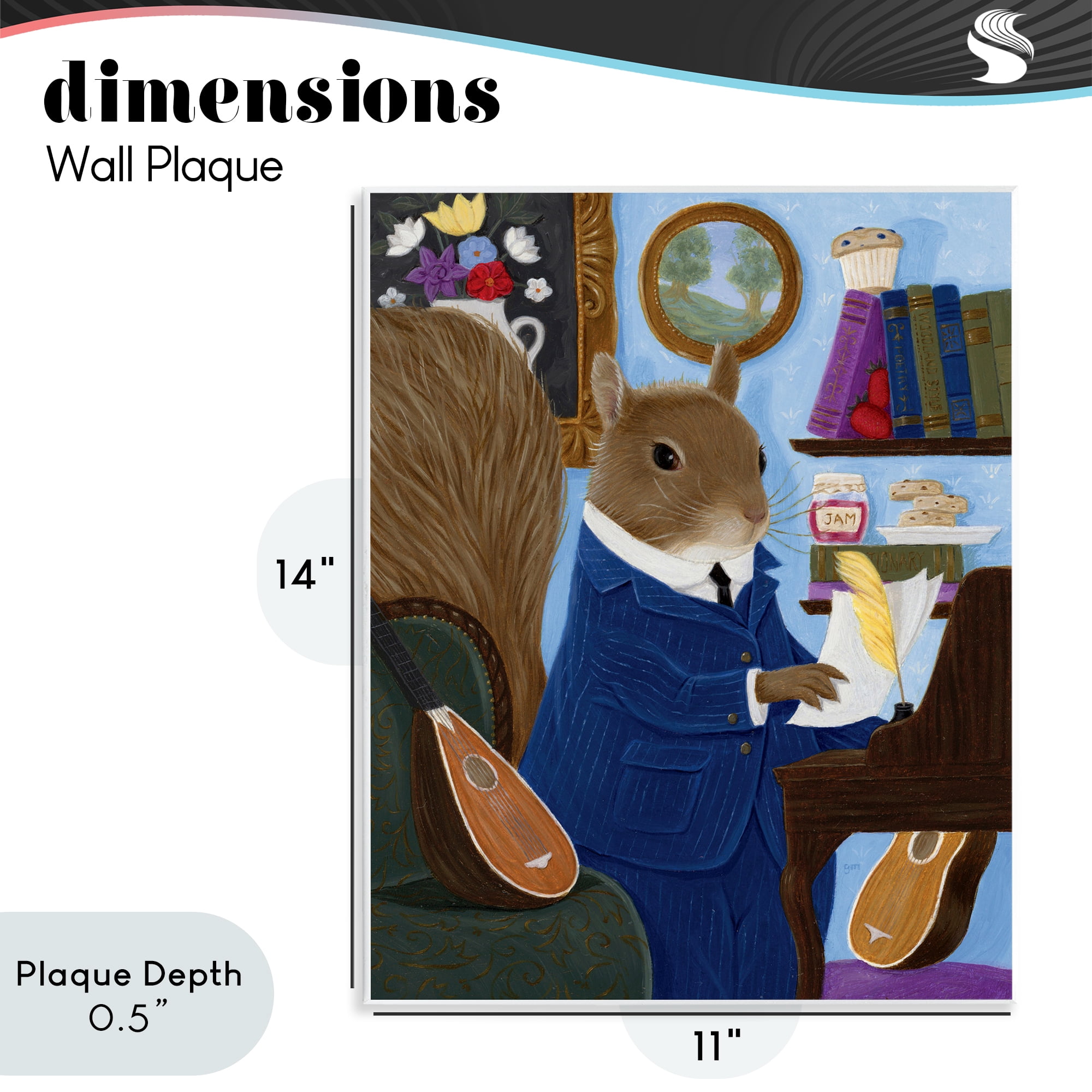 Stupell Industries Gentleman Squirrel Composing Wall Plaque Art, design by Gina Matarazzo