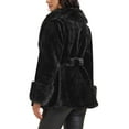 thumbnail image 3 of Women's Faux Fur Coat Winter Lapel Shaggy Warm Fluffy Jacket with Pockets S Black, 3 of 6