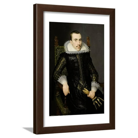 Portrait of a Man, Possibly Walterus Fourmenois (A Man from the Boudaen Courten Family) Framed Print Wall Art By Salomon Mesdach