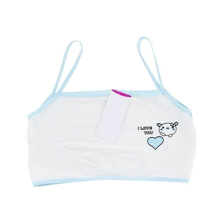 

Kids Young Girls Summer Training Bra Cartoon Bear Heart Printed Cotton Underwear Teenager Puberty Single Layer Camis Bralette 6-14 Years Old