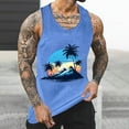 thumbnail image 3 of ZCFZJW Men’s Workout Tank Top Cute Summer Tropical Palm Tree Print Performance Gym Bodybuilding Athletic Sleeveless T Shirts Blue L, 3 of 5