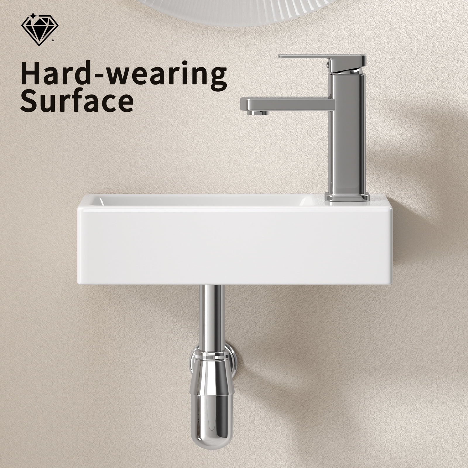 LiviNest Wall-Mounted Sink for Small Bathroom: 14.57" Ultra-Narrow Basin - 3-in-1 Complete Set with Faucet & Drain - Space-Saving Design for Powder Room RV Tiny Home