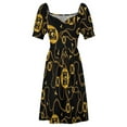 thumbnail image 6 of Chain Print Casual Dress Golden Design Korean Fashion Dresses Sexy V Neck Elegant Printed Dress 4XL 5XL, 6 of 7