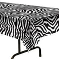thumbnail image 4 of Beistle Plastic Disposable Rectangular Zebra Print Table Cover Bachelorette Birthday Party Supplies and Tableware, 54"x108", Black, White, 4 of 4