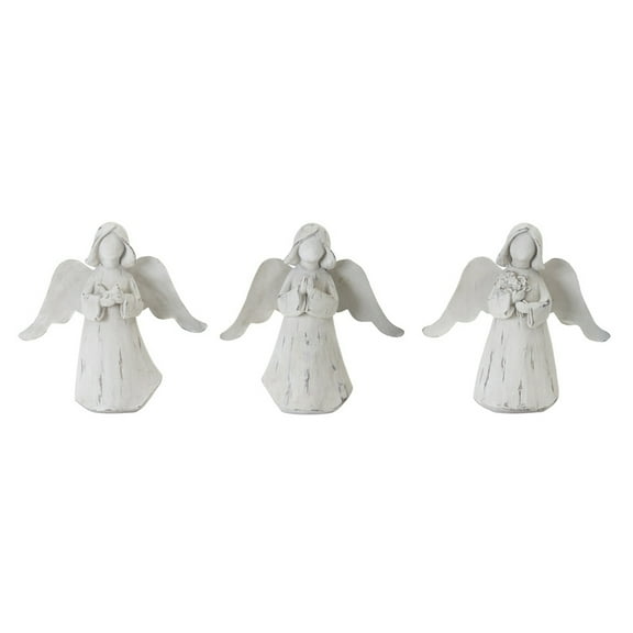 Contemporary Home Living Rustic Angel Figurines - 6.25” - White - Set of 6