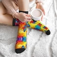 thumbnail image 7 of Women's Men's Autism Awareness Puzzle Flag Colorful Novelty Pattern Crew Athletic Socks, 7 of 7