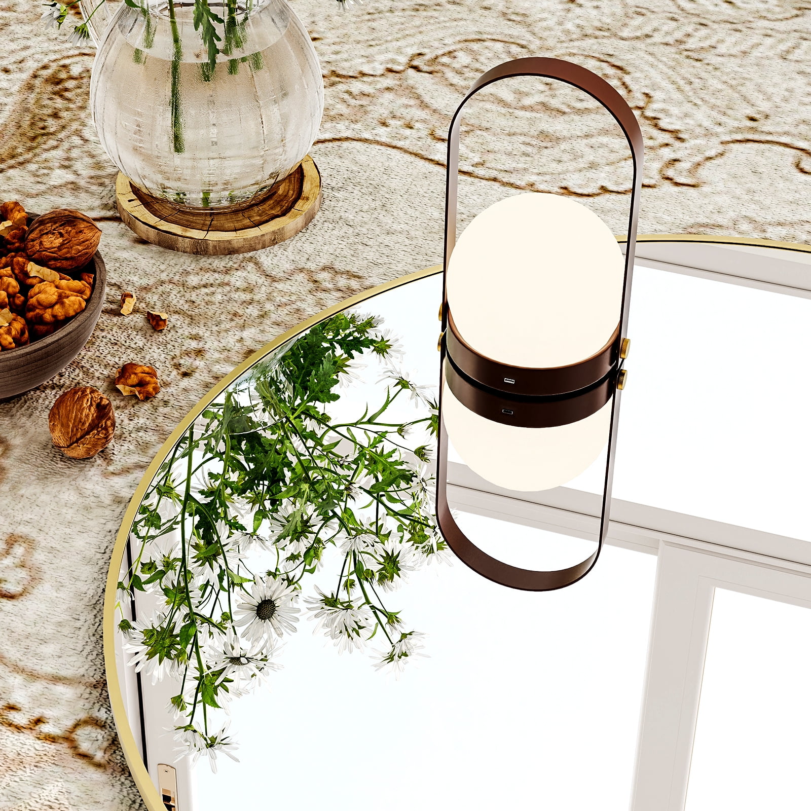 Lumora 42.2"x42.2" Round Bathroom Mirror Wall Mirror, Metal Frame Circle Mirror Gold